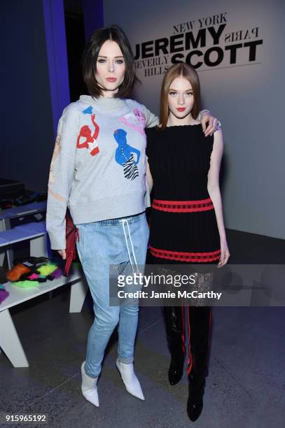 Coco Rocha and model Larsen Thompson attends the Jeremy Scott front row during New York Fashion Week: The Shows at Gallery I at Spring Studios on...