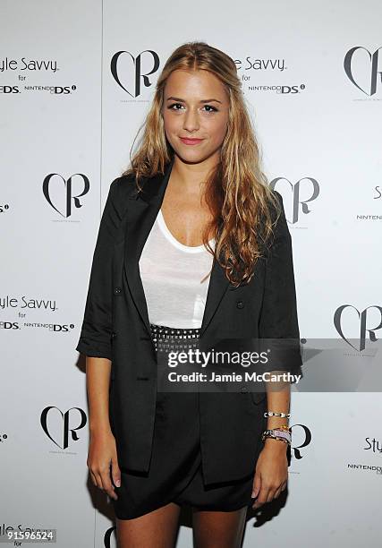 Designer Charlotte Ronson poses backstage at the Charlotte Ronson Spring 2010 Fashion Show during Mercedes-Benz Fashion Week at Bryant Park on...