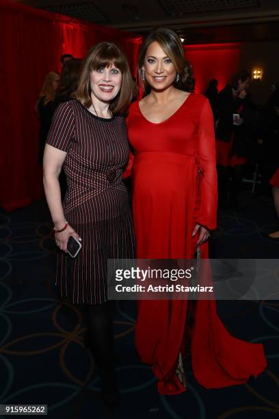 Of the American Heart Association, Nancy Brown and meteorologist Ginger Zee pose backstage at the American Heart Association's Go Red For Women Red...