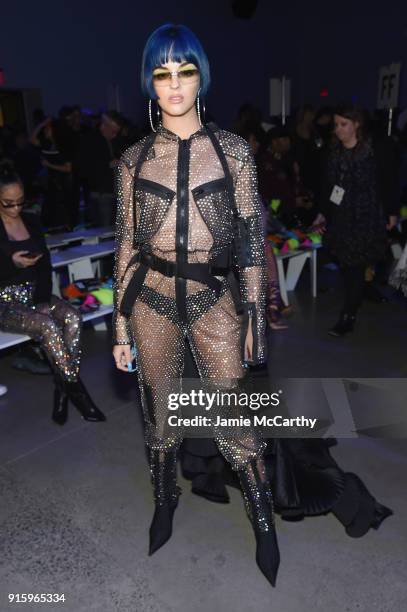 Sita Abellan attends the Jeremy Scott front row during New York Fashion Week: The Shows at Gallery I at Spring Studios on February 8, 2018 in New...