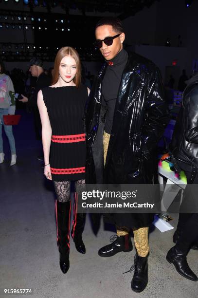 Model Larsen Thompson and Cordell Broadus attends the Jeremy Scott front row during New York Fashion Week: The Shows at Gallery I at Spring Studios...