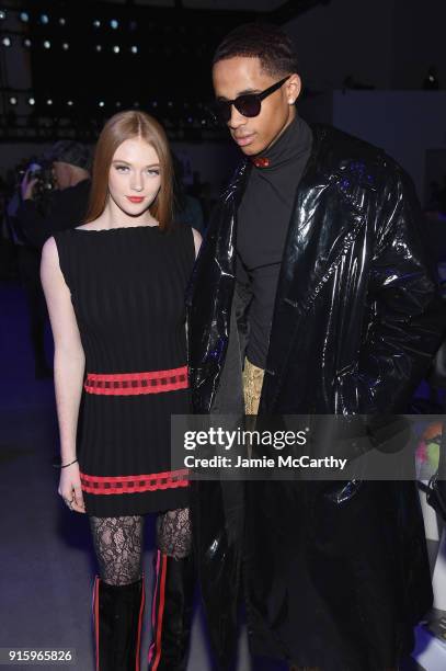 Model Larsen Thompson and Cordell Broadus attends the Jeremy Scott front row during New York Fashion Week: The Shows at Gallery I at Spring Studios...