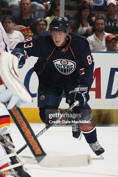 Ales Hemsky of the Edmonton Oilers skates against the Calgary Flames on September 23, 2009 at Rexall Place in Edmonton, Alberta, Canada.