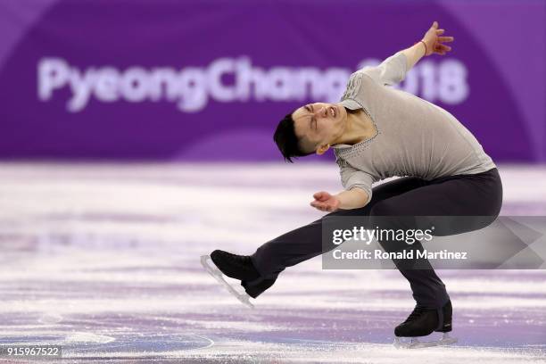 Han Yan of China competes in the Figure Skating Team Event - Men's Single Skating Short Program during the PyeongChang 2018 Winter Olympic Games at...