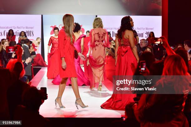 View of the runway during the American Heart Association's Go Red For Women Red Dress Collection 2018 presented by Macy's class photo at Hammerstein...