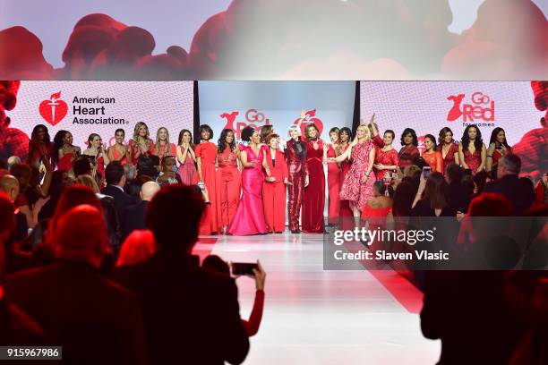 View of the runway during the American Heart Association's Go Red For Women Red Dress Collection 2018 presented by Macy's class photo at Hammerstein...