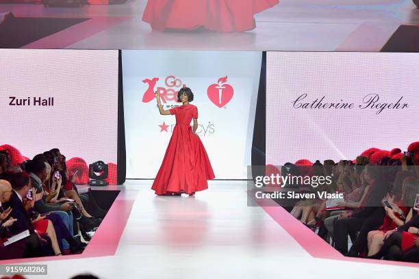 Personality Zuri Hall walks the runway during the American Heart Association's Go Red For Women Red Dress Collection 2018 presented by Macy's at...