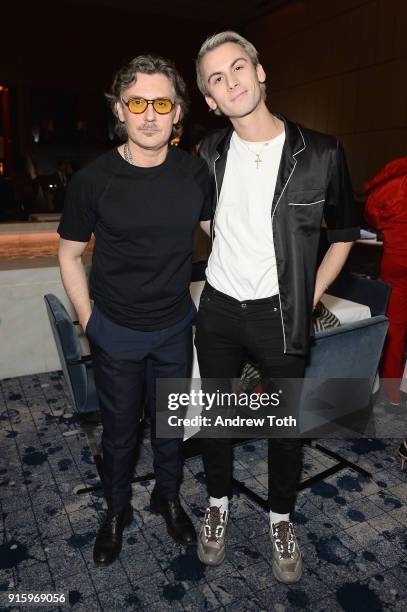 Stuart Weitzman Creative Director Giovanni Morelli and Christian Cowan attend the Stuart Weitzman FW18 Presentation and Cocktail Party at The Pool on...