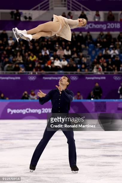 Alexa Scimeca Knierim and Chris Knierim of the United States compete in the Figure Skating Team Event - Pair Skating Short Program during the...