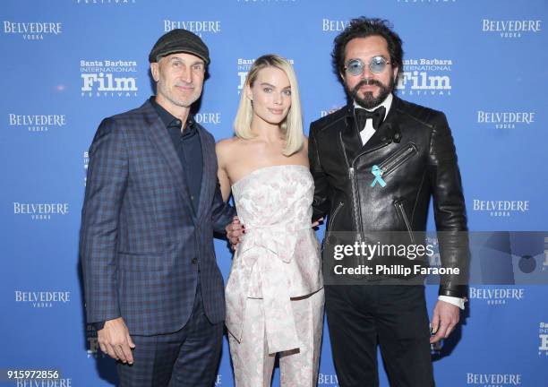 Craig Gillespie, Margot Robbie and SBIFF Executive Director Roger Durling celebrate with Belvedere Vodka at The Santa Barbara International Film...