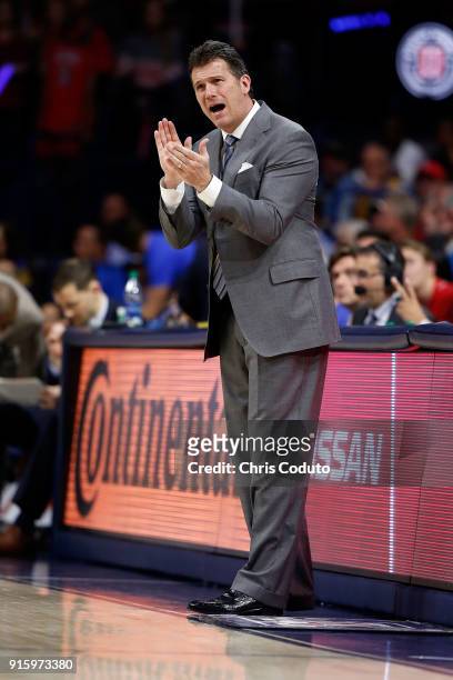 Head coach Steve Alford of the UCLA Bruins gestures during the first half of the college basketball game against the Arizona Wildcats at McKale...