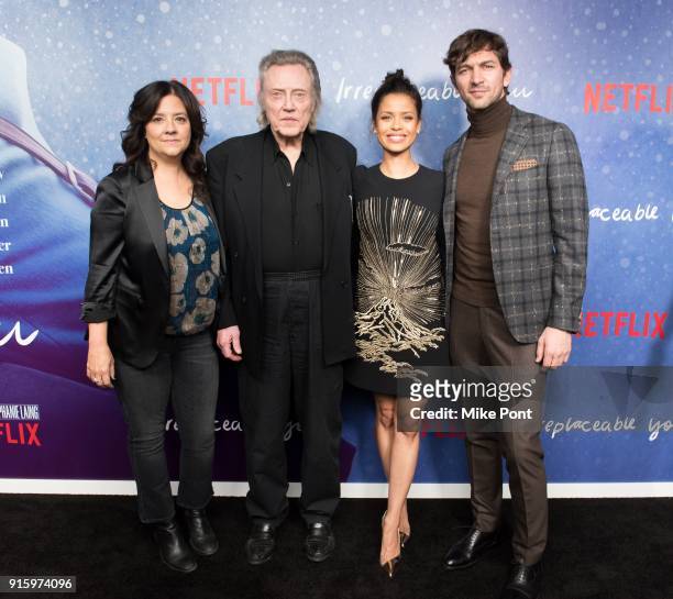 Director Stephanie Laing, Christopher Walken, Gugu Mbatha-Raw, and Michiel Huisman attend the "Irreplaceable You" New York screening at Metrograph on...