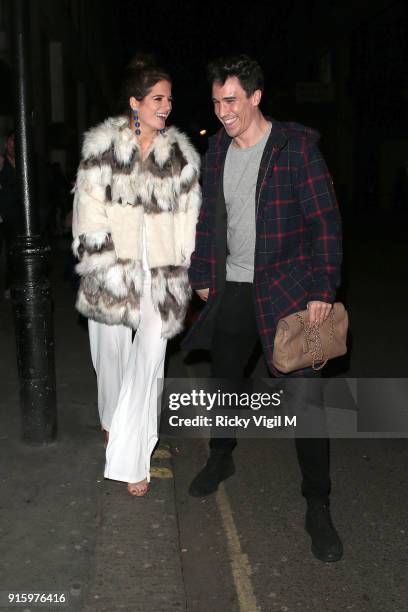 Binky Felstead and Josh Patterson attend In The Style TOTES OVER IT Valentine's Party at Libertine on February 8, 2018 in London, England.