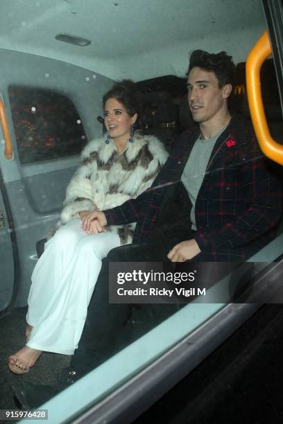 Binky Felstead and Josh Patterson attend In The Style TOTES OVER IT Valentine's Party at Libertine on February 8, 2018 in London, England.