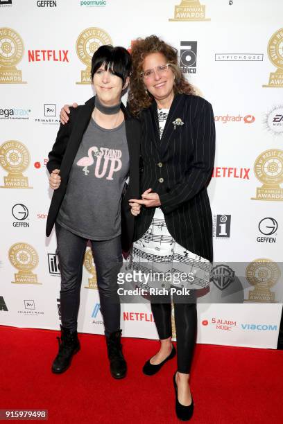 Diane Warren and Bonnie Greenberg attend the 8th Annual Guild of Music Supervisors Awards at The Theatre at Ace Hotel on February 8, 2018 in Los...