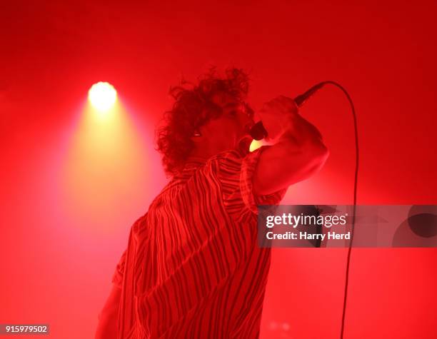 Rob Damiani of Don Broco performs at Pyramids Plaza on February 8, 2018 in Portsmouth, England.