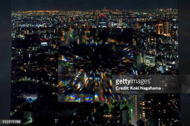 Morpho Scenery by Yoichi Ochiai is displayed at the Media Ambition Tokyo at Roppongi Hills on February 8, 2018 in Tokyo, Japan. The analog optical...