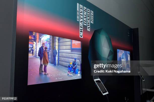 Street Debater by Tomo Kihara is displayed at the Media Ambition Tokyo at Roppongi Hills on February 8, 2018 in Tokyo, Japan. Street debating is a...