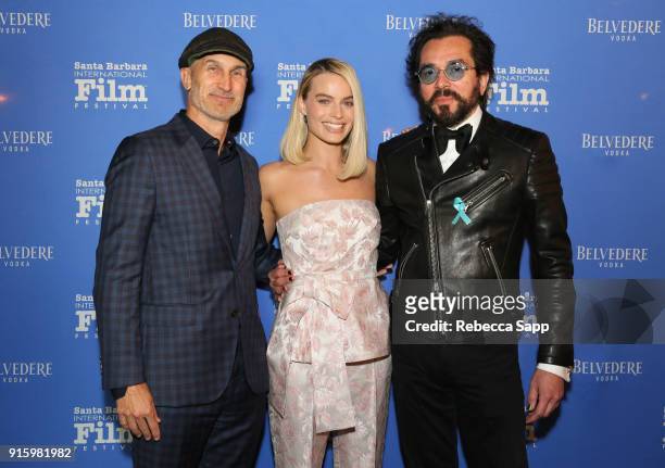 Director Craig Gillespie, actress Margot Robbie and SBIFF executive director Roger Durling at the Outstanding Performers Honoring Margot Robbie And...