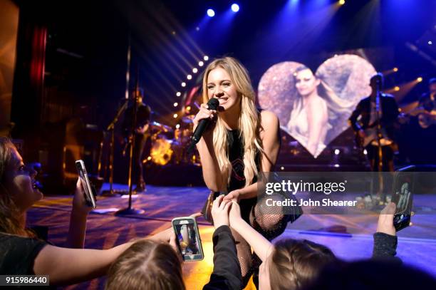 Kelsea Ballerini performs onstage for the opening night of The Unapologetically Tour at The Alabama Theatre on February 8, 2018 in Birmingham,...