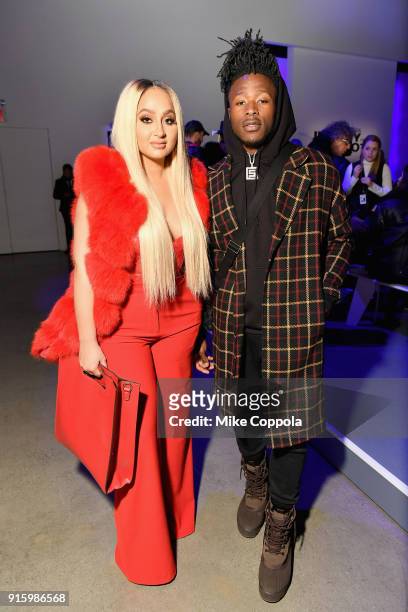 JoJo Zarur and NFL Player Alvin Kamara poses during New York Fashion Week: The Shows - Day 1 on February 8, 2018 in New York City.