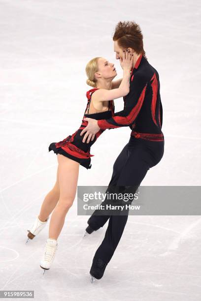 Evgenia Tarasova and Vladimir Morozov of Olympic Athlete from Russia compete in the Figure Skating Team Event - Pair Skating Short Program during the...