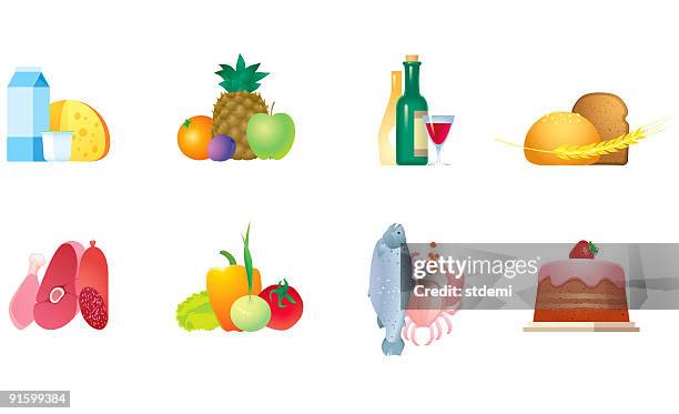 food icons - pineapple drink stock illustrations