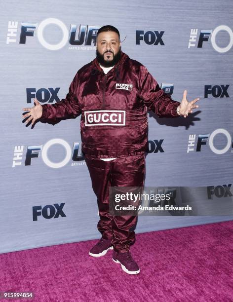 Khaled arrives at FOX's "The Four: Battle For Stardom" Season Finale Viewing Party at Delilah on February 8, 2018 in West Hollywood, California.