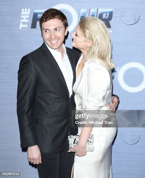 Daryl Sabara and Meghan Trainor attend FOX's "The Four: Battle For Stardom" Season Finale viewing party held at Delilah on February 8, 2018 in West...