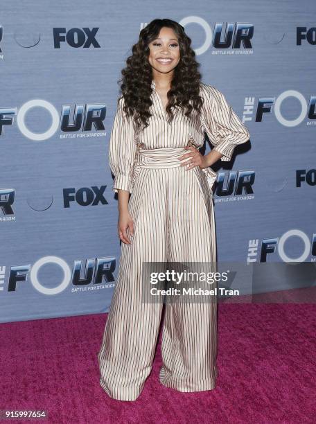 Evvie McKinney attends FOX's "The Four: Battle For Stardom" Season Finale viewing party held at Delilah on February 8, 2018 in West Hollywood,...