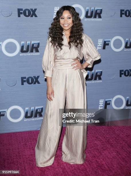 Evvie McKinney attends FOX's "The Four: Battle For Stardom" Season Finale viewing party held at Delilah on February 8, 2018 in West Hollywood,...