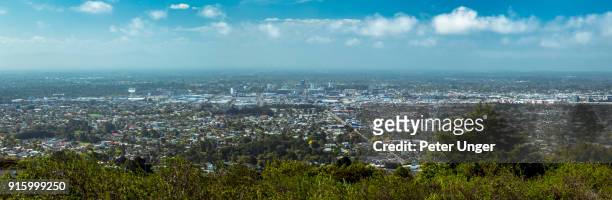 panorama of the city of christchurch,new zealand - christchurch new zealand stock pictures, royalty-free photos & images