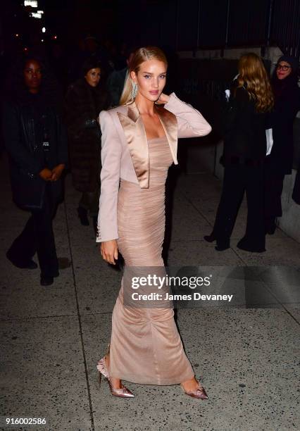 Rosie Huntington-Whiteley arrives to the Tom Ford Women's Fall/Winter 2018 fashion show during New York Fashion Week at Park Avenue Armory on...