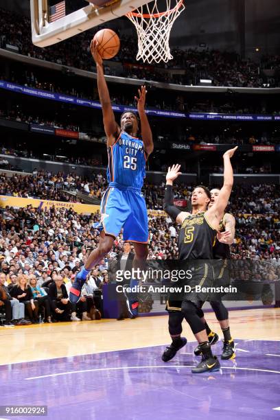 Daniel Hamilton of the Oklahoma City Thunder shoots the ball during the game against the Los Angeles Lakers on February 8, 2018 at STAPLES Center in...