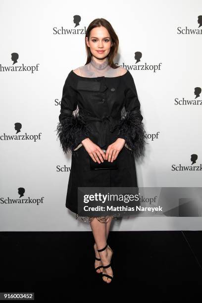 Emilia Schuele attends the 120th anniversary celebration of Schwarzkopf at U3 subway tunnel Potsdamer Platz on February 8, 2018 in Berlin, Germany.