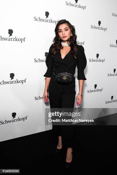 Diana Korkunova attends the 120th anniversary celebration of Schwarzkopf at U3 subway tunnel Potsdamer Platz on February 8, 2018 in Berlin, Germany.