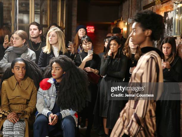 Writers Cipriana Quann and TK Quann attend the Adeam Fashion Show during New York Fashion Week Fall 2018 at Beekman Hotel on February 8, 2018 in New...