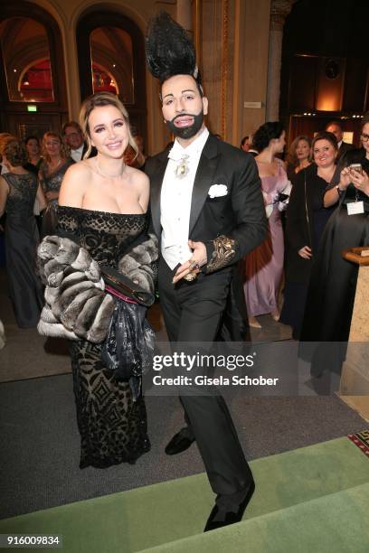 Cathy Lugner, ex-wife of Richard Lugner and Harald Gloeoeckler during the Opera Ball Vienna at Vienna State Opera on February 8, 2018 in Vienna,...
