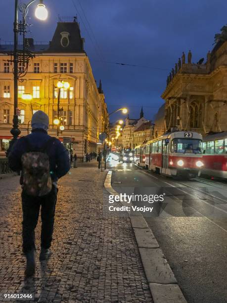 the street junction, prague, czech republic - vsojoy stock pictures, royalty-free photos & images