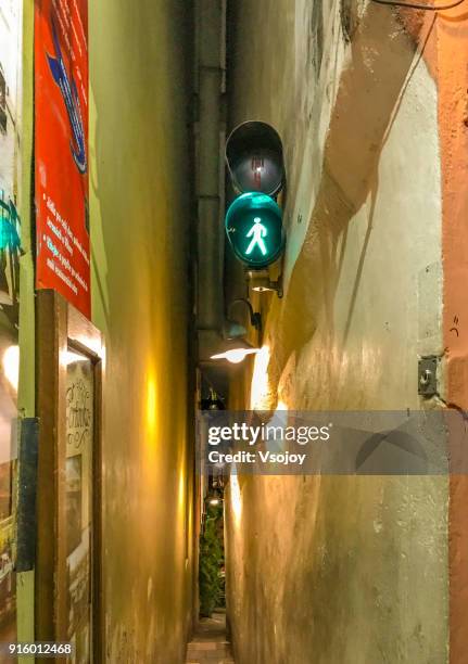 the mini street - narrowest street in prague, czech republic - vsojoy stock pictures, royalty-free photos & images