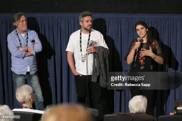 Actor Jose de Abreu, director Tiago Arakilian and writer Luisa Parnes speak at a screening of 'Before I Forget' during The 33rd Santa Barbara...