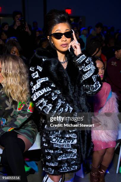 Cardi B attends the Jeremy Scott fashion show during New York Fashion Week at Gallery I at Spring Studios on February 8, 2018 in New York City.