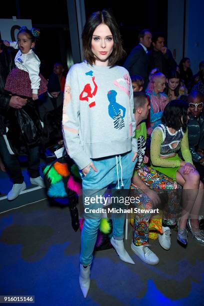 Coco Rocha attends the Jeremy Scott fashion show during New York Fashion Week at Gallery I at Spring Studios on February 8, 2018 in New York City.