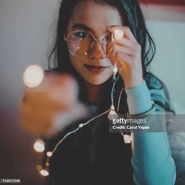 young female woman with eyeglasses - female hipster stock pictures, royalty-free photos & images