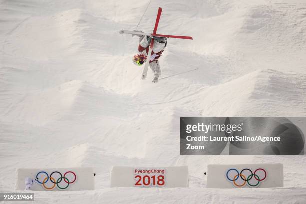 Mikael Kingsbury of Canada takes 1st place during the Freestyle Skiing Men's & Women's Moguls Qualifications at Pheonix Snow Park on February 9, 2018...