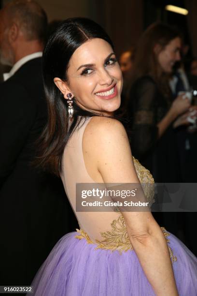 Viktoria Lauterbach wearing jewelry by Thomas Jirgens 'Juwelenschmiede' during the reception of Opera Ball Vienna at Le Meridien Hotel on February 8,...