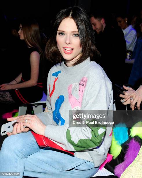 Coco Rocha attends Jeremy Scott - Front Row - during New York Fashion Week: The Shows at Spring Studios on February 8, 2018 in New York City.