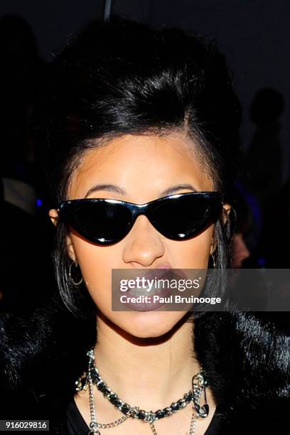 Cardi B attends Jeremy Scott - Front Row - during New York Fashion Week: The Shows at Spring Studios on February 8, 2018 in New York City.