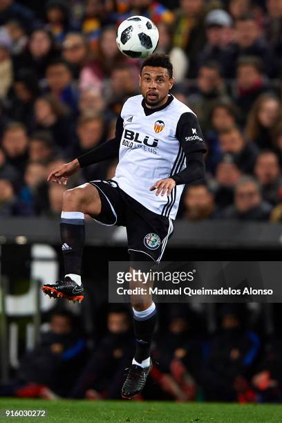 Francis Coquelin of Valencia in action during the Copa del Rey semi-final second leg match between Valencia and Barcelona on February 8, 2018 in...
