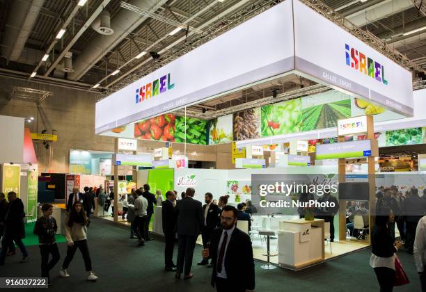 The stand of Israel is seen at the Fruit Logistica 2018 international vegetables and fruits trade fair in Berlin, Germany on February 8, 2017. The...